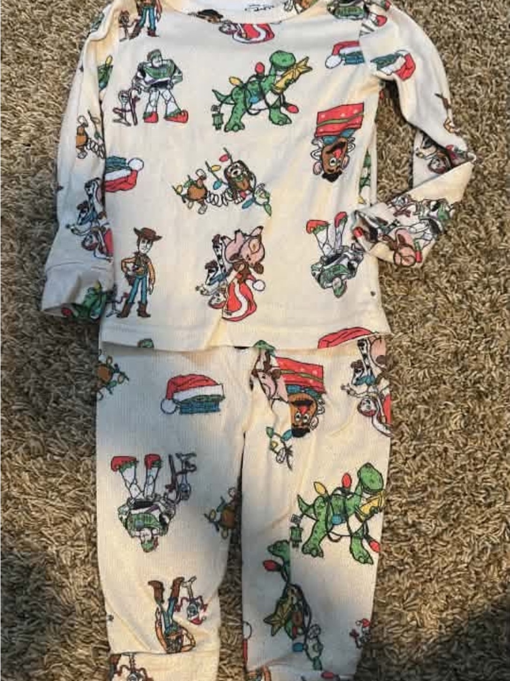 Kids Cream Holiday Character Pajama Set